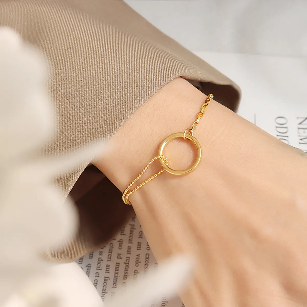 Simple Style Circle 304 Stainless Steel 18K Gold Plated Bracelets In Bulk