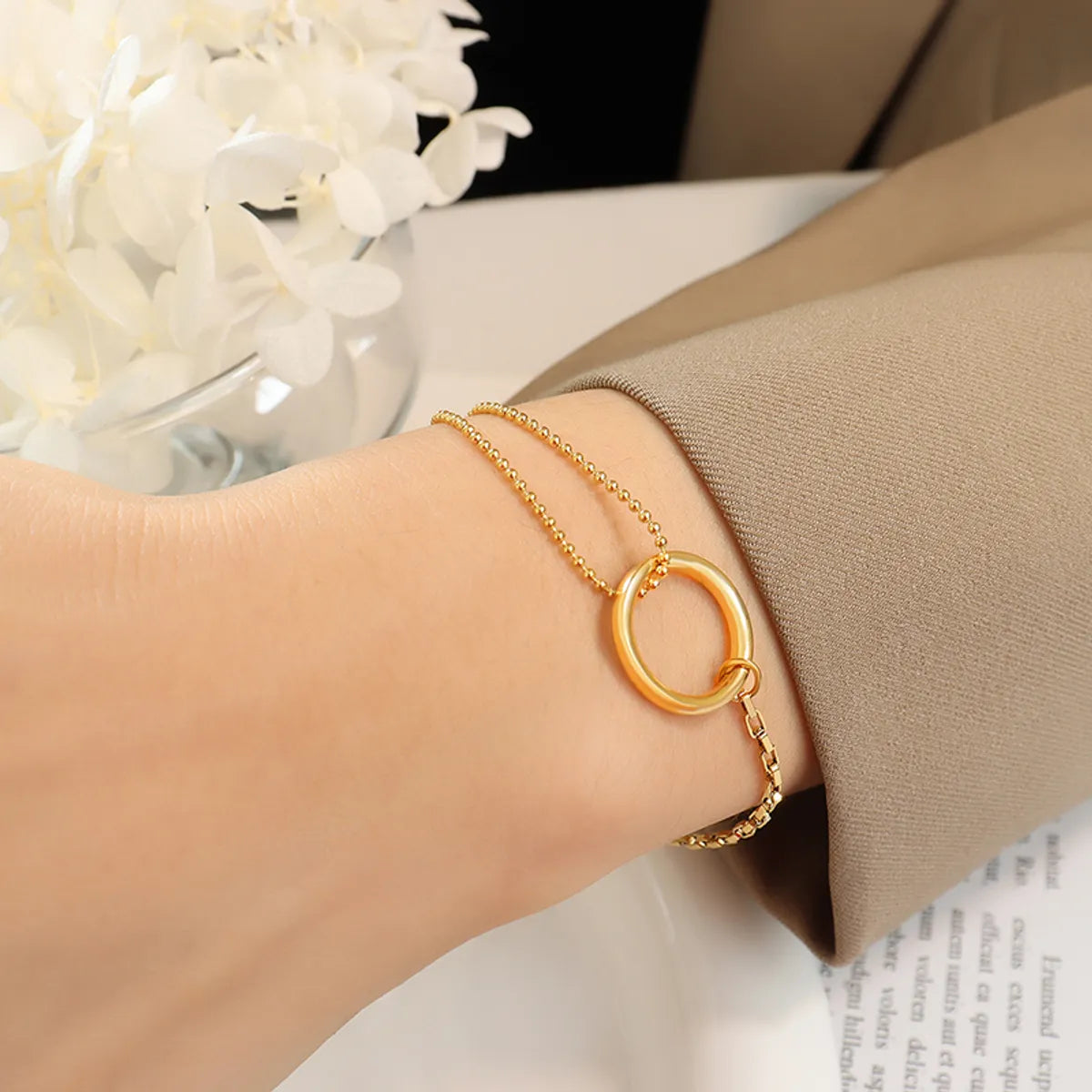 Simple Style Circle 304 Stainless Steel 18K Gold Plated Bracelets In Bulk