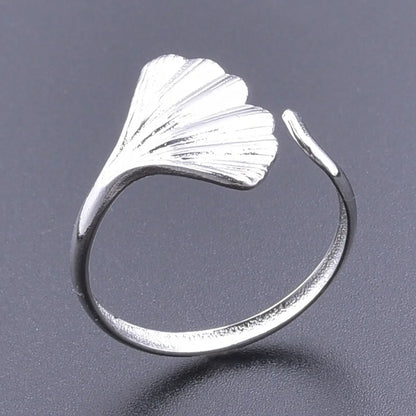 Wholesale 1 Piece Simple Style Ginkgo Leaf Titanium Steel Open Ring