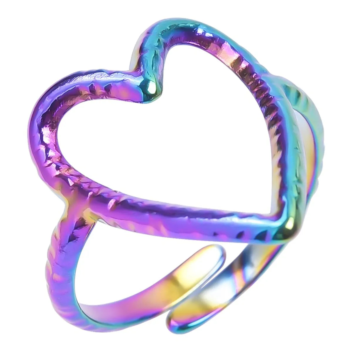 Wholesale Jewelry Simple Style Heart Shape 304 Stainless Steel Plating Metal Open Ring