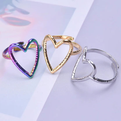 Wholesale Jewelry Simple Style Heart Shape 304 Stainless Steel Plating Metal Open Ring