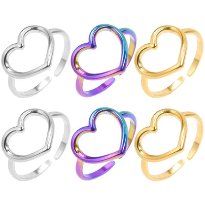 Wholesale Jewelry Simple Style Heart Shape 304 Stainless Steel Plating Rings