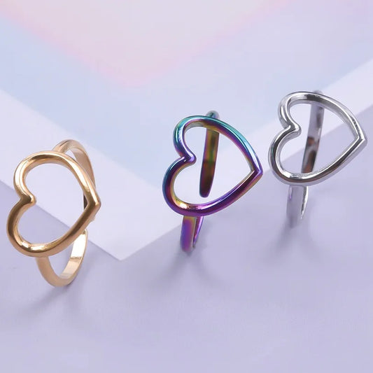 Wholesale Jewelry Simple Style Heart Shape 304 Stainless Steel Plating Rings