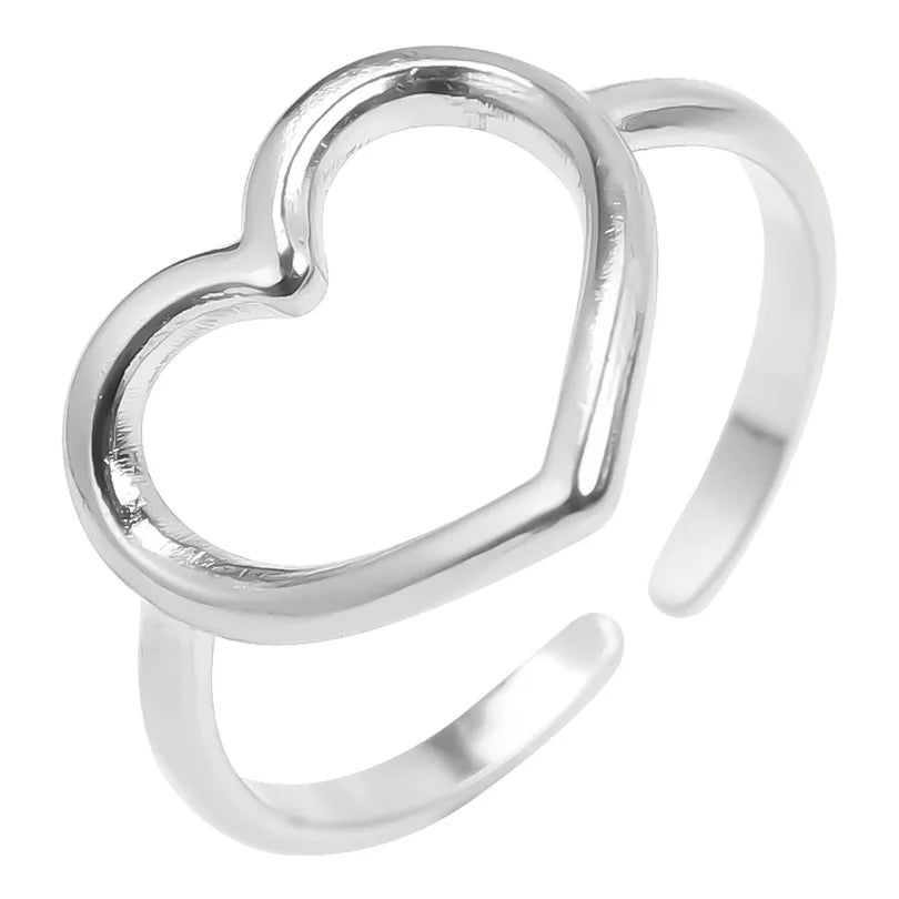 Wholesale Jewelry Simple Style Heart Shape 304 Stainless Steel Plating Rings