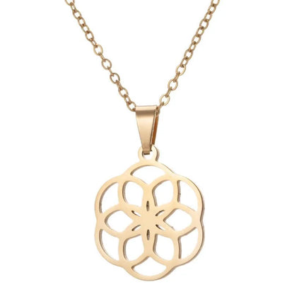 201 Stainless Steel 18K Gold Plated Simple Style Plating Moon Flower Necklace