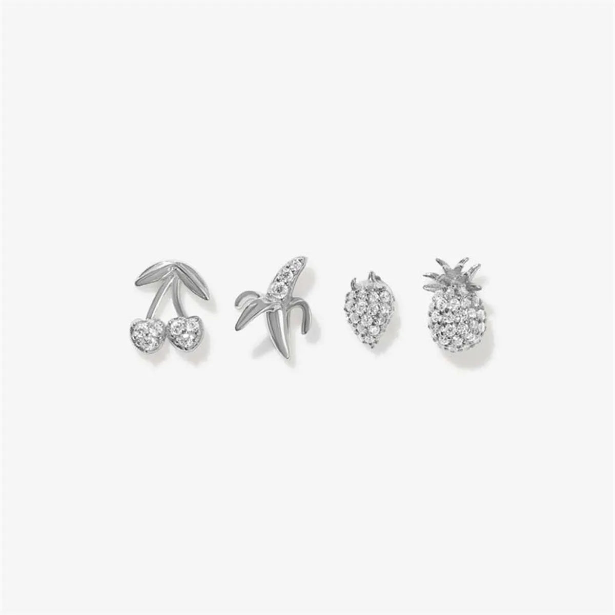 Wholesale Alloy Diamond Cherry Pineapple Banana Earrings Set Gooddiy