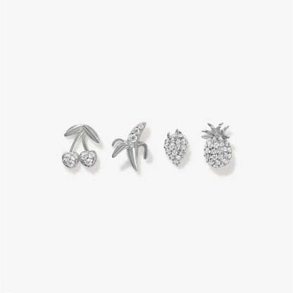 Wholesale Alloy Diamond Cherry Pineapple Banana Earrings Set Gooddiy