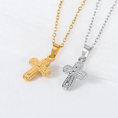 Wholesale Artistic Cross Stainless Steel 18k Gold Plated Pendant Necklace