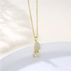 Stainless Steel Titanium Steel 18K Gold Plated Artistic Plating Inlay Leaves Heart Shape Cat Zircon Pendant Necklace