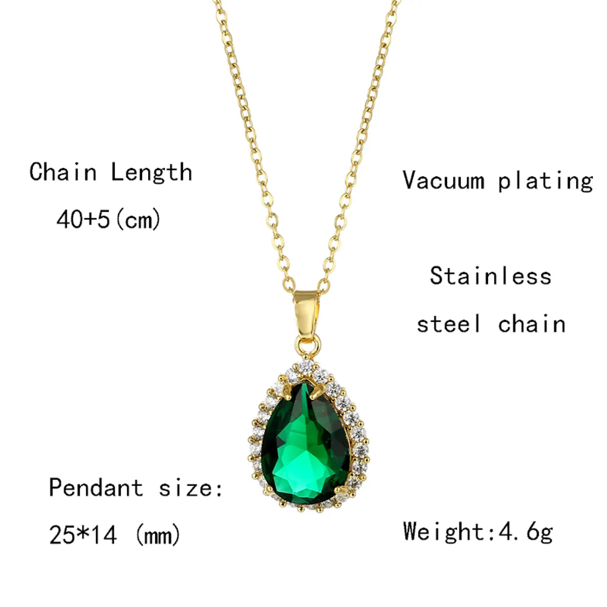 Artistic Water Droplets Stainless Steel Titanium Steel Plating Inlay Zircon 18k Gold Plated Gold Plated Pendant Necklace