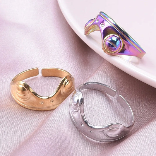 Wholesale Basic Geometric Stainless Steel Plating Open Rings