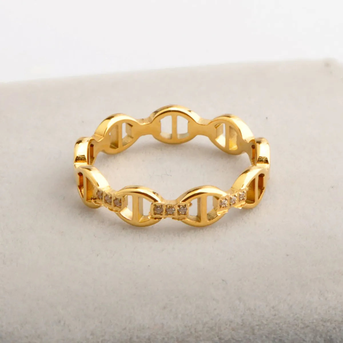 Wholesale Basic Geometric Titanium Steel Zircon Rings