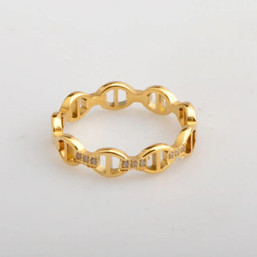 Wholesale Basic Geometric Titanium Steel Zircon Rings