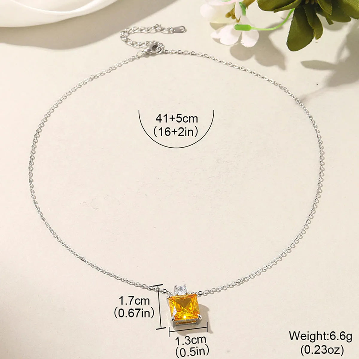 Wholesale Basic Modern Style Classic Style Geometric Square Water Droplets Copper Inlay White Gold Plated Zircon Pendant Necklace