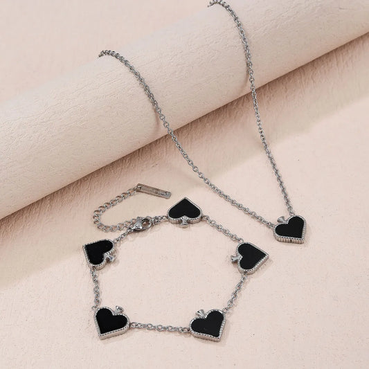 Wholesale Basic Modern Style Heart Shape Titanium Steel Plating Bracelets Necklace