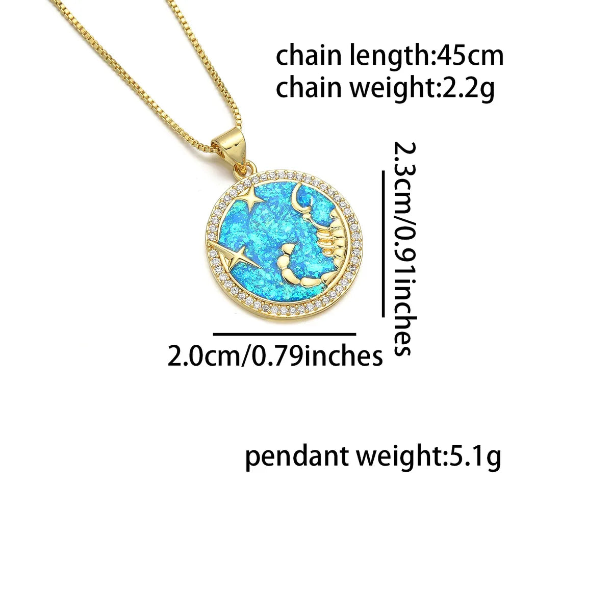 Wholesale Basic Simple Style Classic Style Constellation Copper Enamel 18K Gold Plated Zircon Pendant Necklace