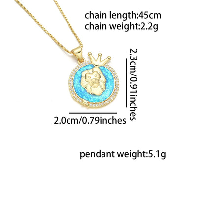 Wholesale Basic Simple Style Classic Style Constellation Copper Enamel 18K Gold Plated Zircon Pendant Necklace