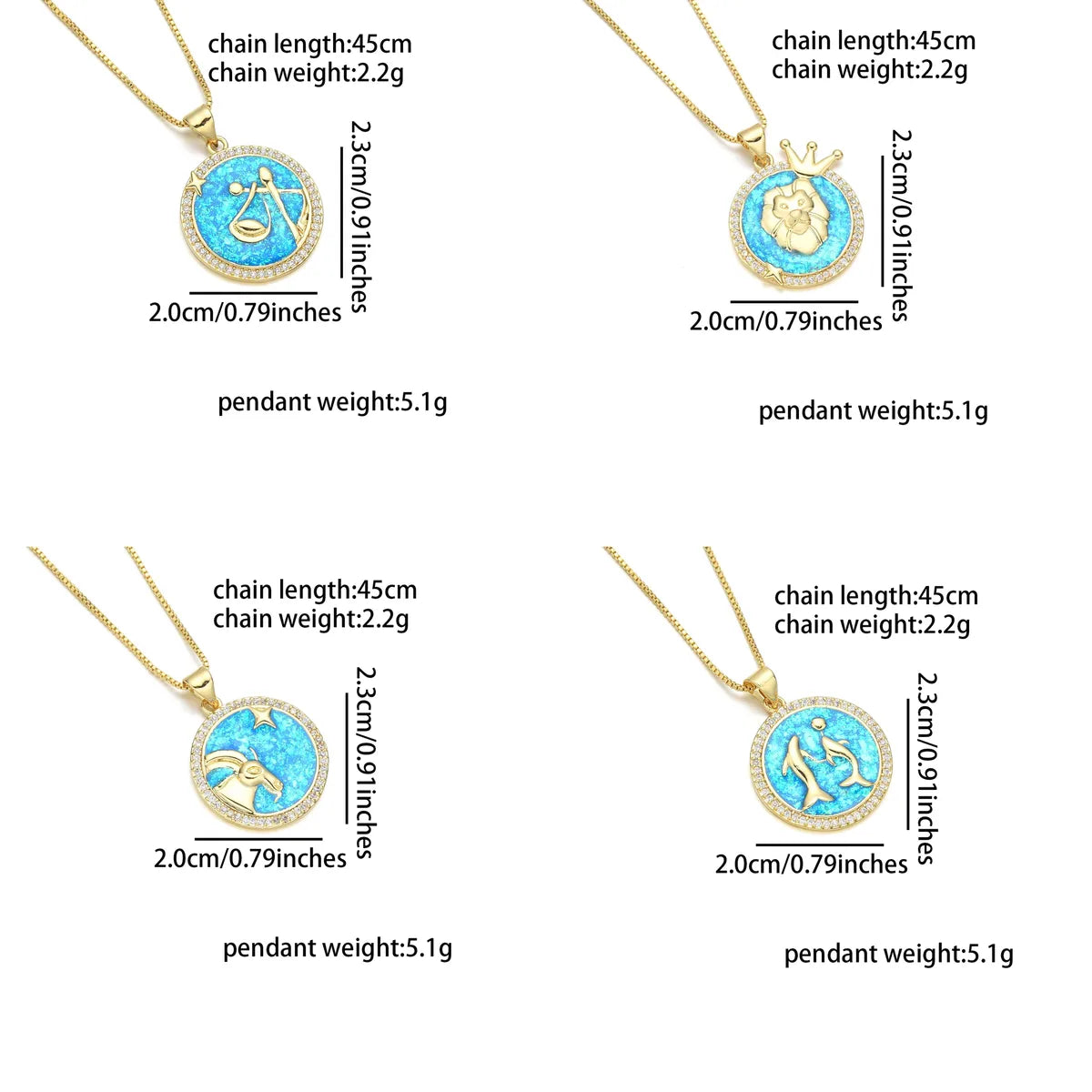 Wholesale Basic Simple Style Classic Style Constellation Copper Enamel 18K Gold Plated Zircon Pendant Necklace