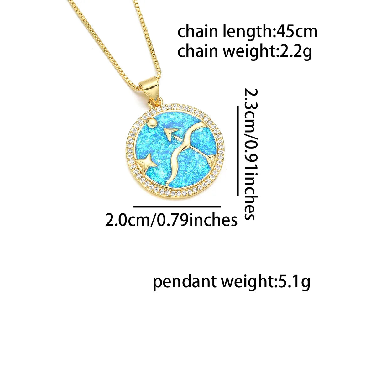 Wholesale Basic Simple Style Classic Style Constellation Copper Enamel 18K Gold Plated Zircon Pendant Necklace