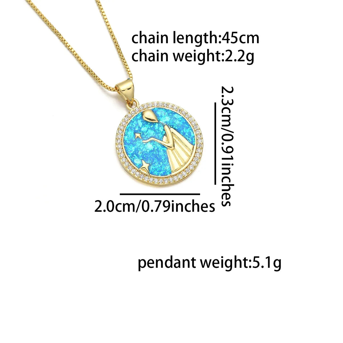 Wholesale Basic Simple Style Classic Style Constellation Copper Enamel 18K Gold Plated Zircon Pendant Necklace