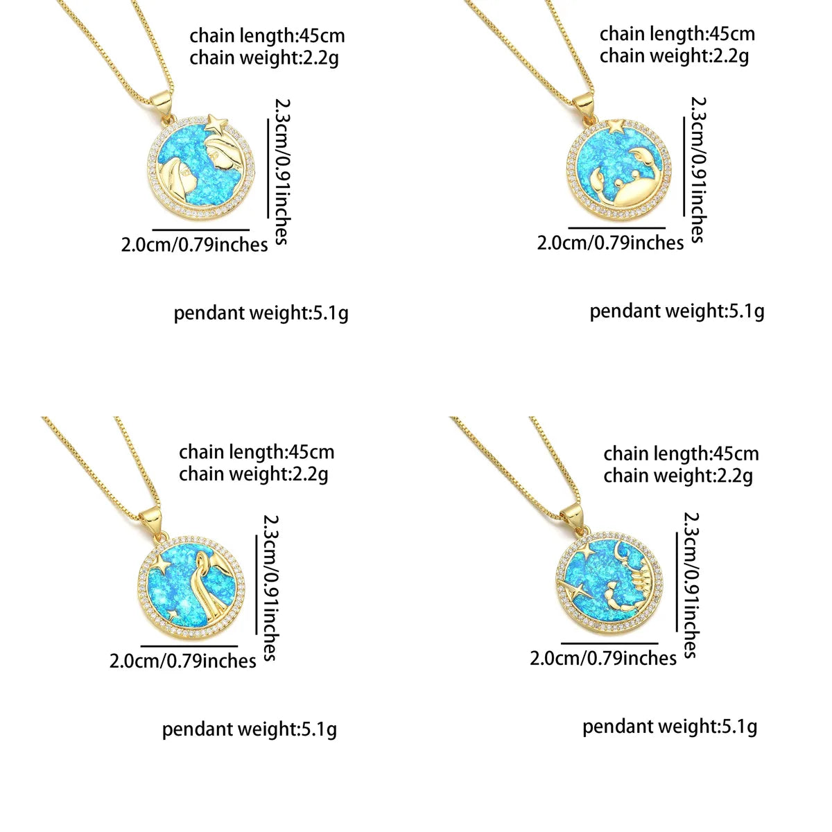 Wholesale Basic Simple Style Classic Style Constellation Copper Enamel 18K Gold Plated Zircon Pendant Necklace