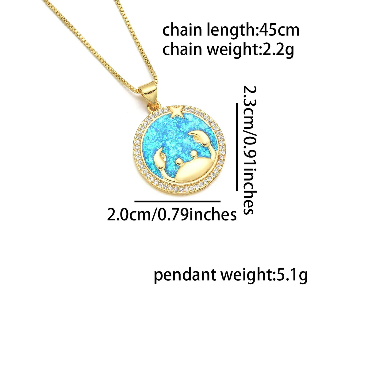 Wholesale Basic Simple Style Classic Style Constellation Copper Enamel 18K Gold Plated Zircon Pendant Necklace