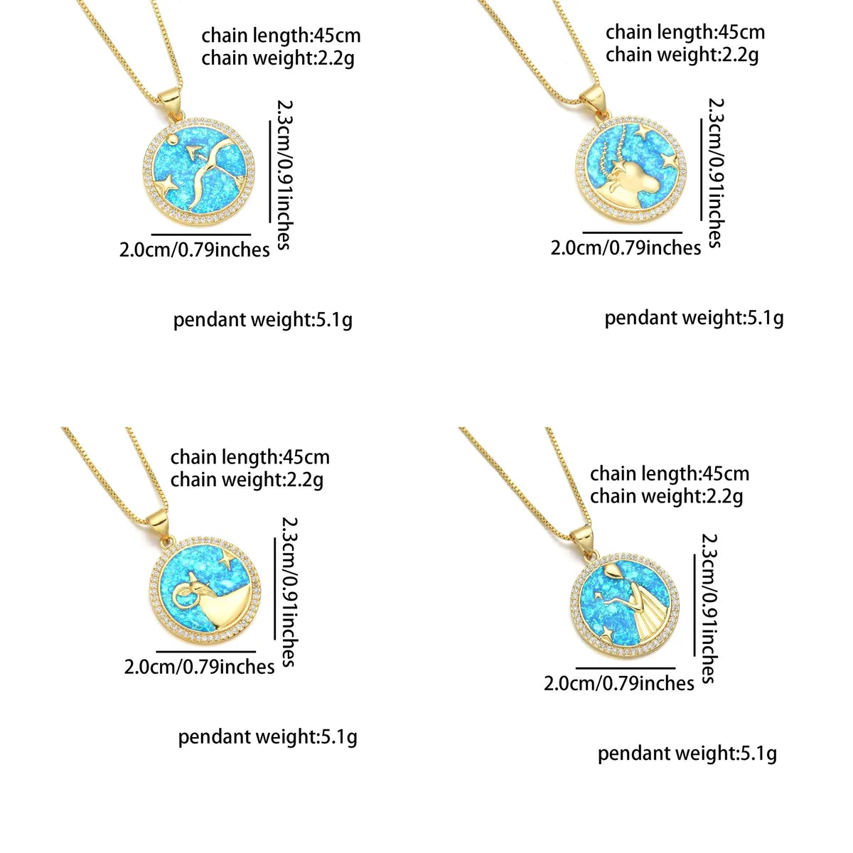 Wholesale Basic Simple Style Classic Style Constellation Copper Enamel 18K Gold Plated Zircon Pendant Necklace