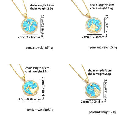 Wholesale Basic Simple Style Classic Style Constellation Copper Enamel 18K Gold Plated Zircon Pendant Necklace