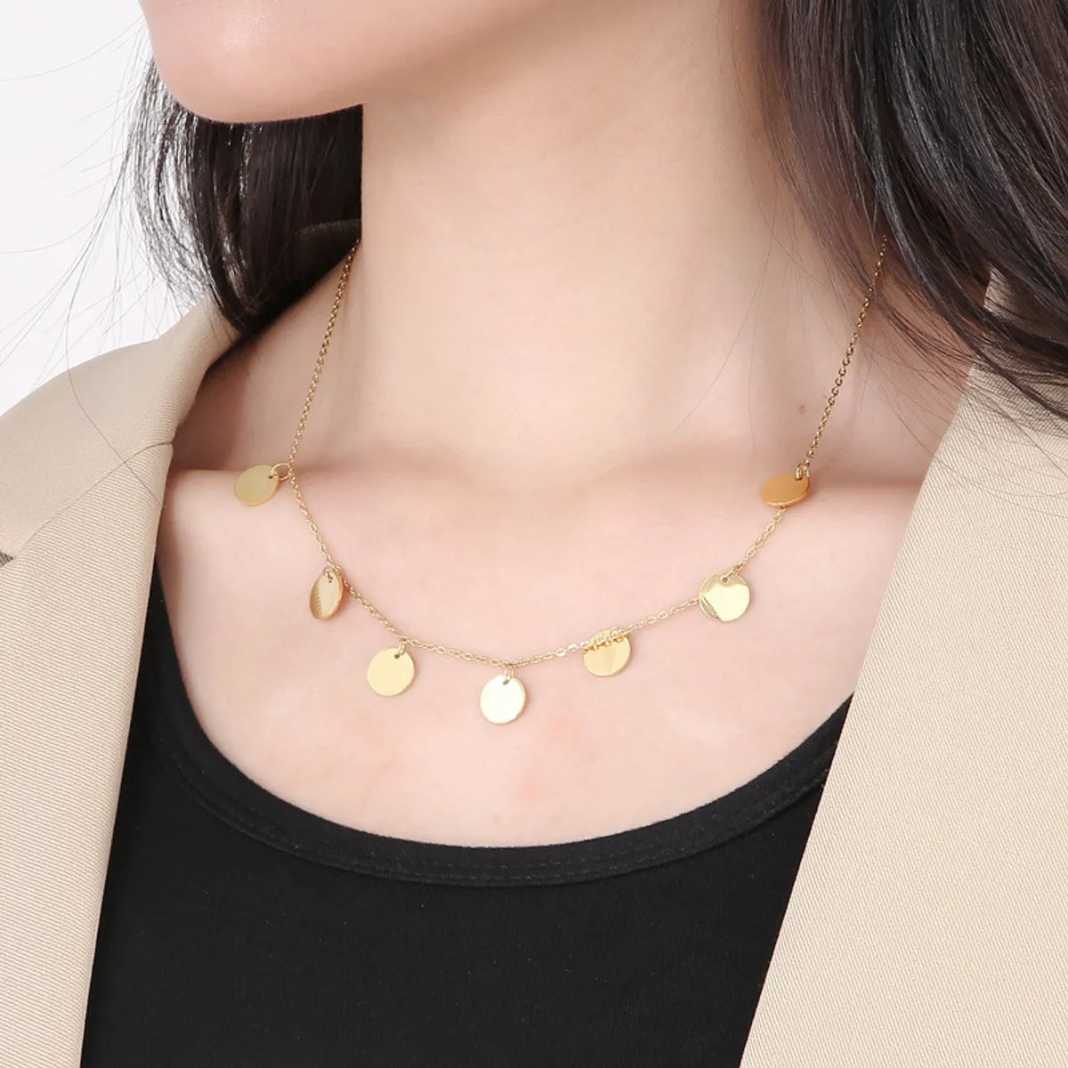 Wholesale Basic Solid Color Titanium Steel Plating Gold Plated Necklace