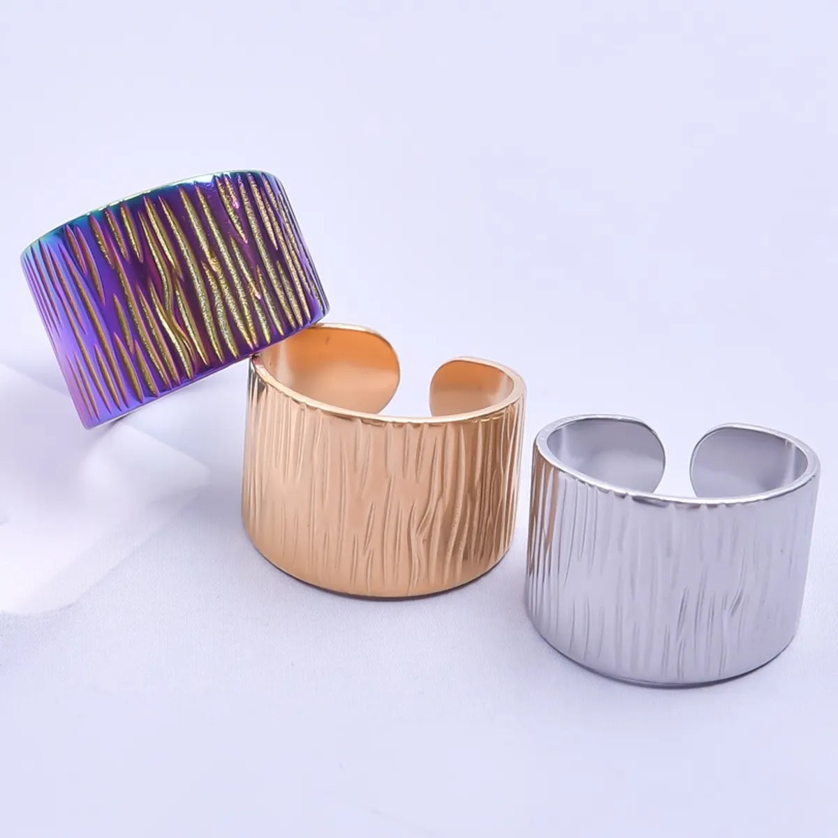 Wholesale Basic Solid Color Titanium Steel Wide Band Ring Open Ring