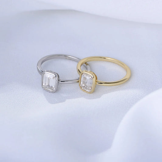 Wholesale Basic Square Sterling Silver Zircon Rings