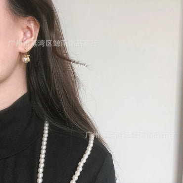 304 Stainless Steel Artificial Pearls 18K Gold Plated Earrings