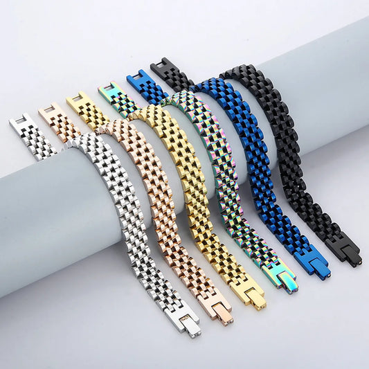 Wholesale Business Simple Style Waves Titanium Steel Plating Gold Plated Silver Plated Bracelets