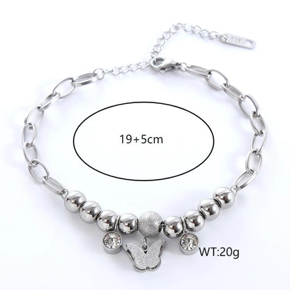 Casual Basic Commute Butterfly 304 Stainless Steel Zircon Bracelets In Bulk