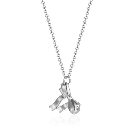 Wholesale Casual Bow Knot Titanium Steel Plating Pendant Necklace