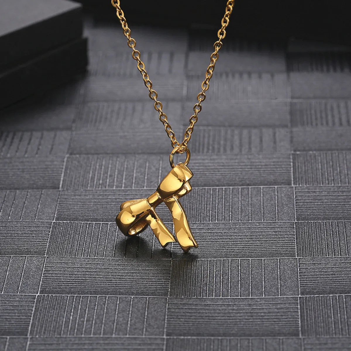 Wholesale Casual Bow Knot Titanium Steel Plating Pendant Necklace