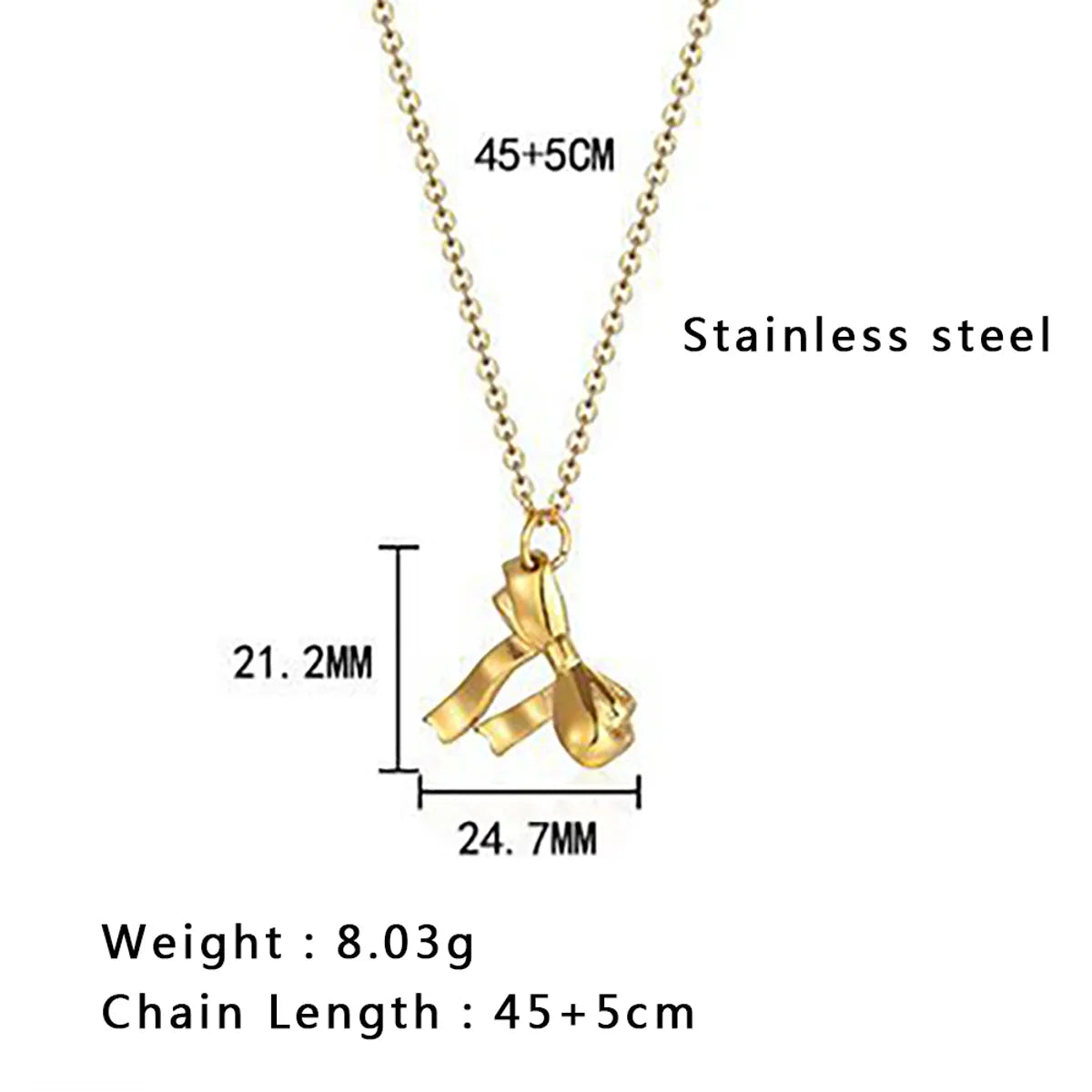 Wholesale Casual Bow Knot Titanium Steel Plating Pendant Necklace