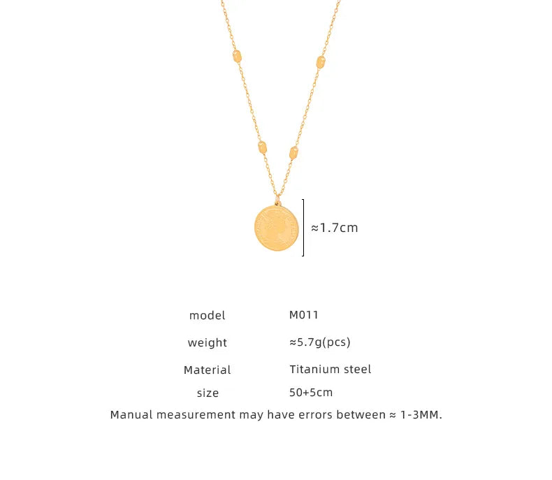 Wholesale Jewelry Casual British Style Human Portrait Titanium Steel 18K Gold Plated Plating Pendant Necklace Sweater Chain