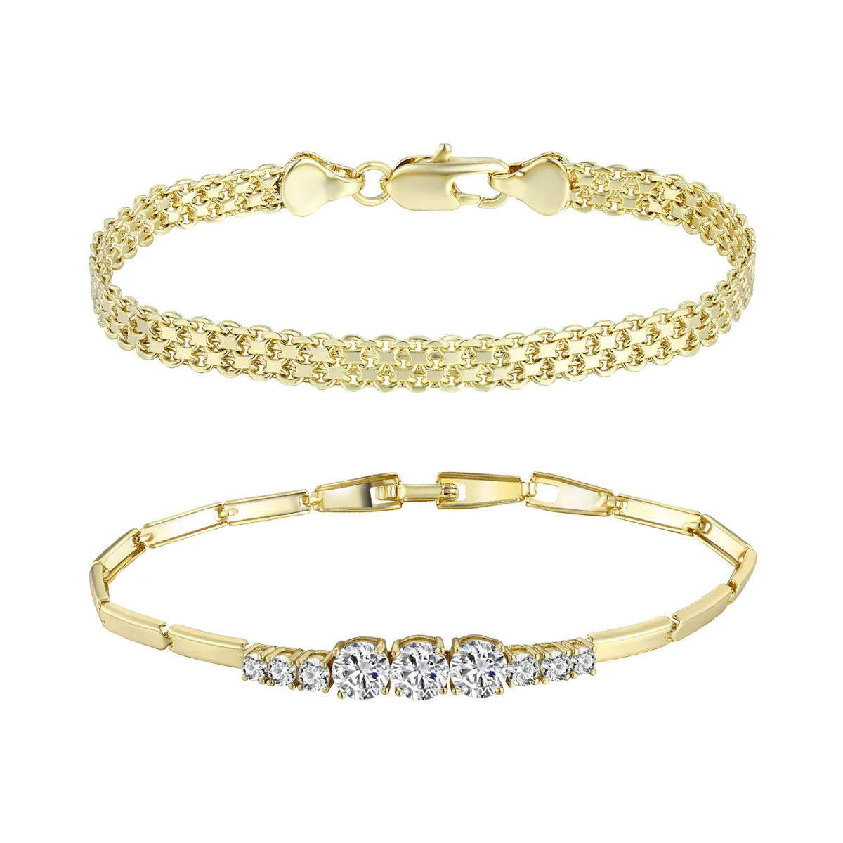 Wholesale Casual Classic Style Round Brass Inlay 18K Gold Plated Zircon Bracelets