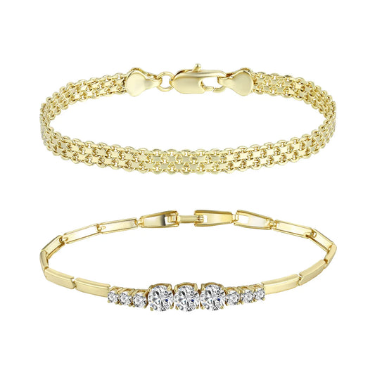 Wholesale Casual Classic Style Round Brass Inlay 18K Gold Plated Zircon Bracelets