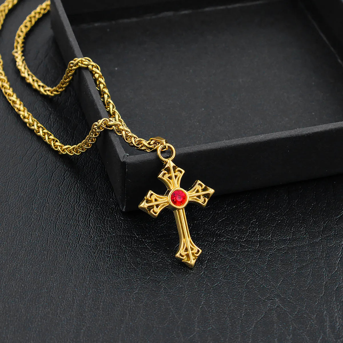 Wholesale Casual Cross Stainless Steel Titanium Steel Zircon Pendant Necklace