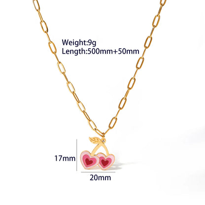 Wholesale Casual Cute Classic Style Heart Shape Butterfly Stainless Steel Plating 18k Gold Plated Pendant Necklace