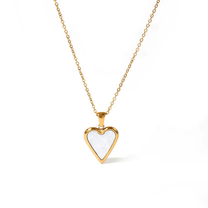 Wholesale Casual Cute Classic Style Heart Shape Butterfly Stainless Steel Plating 18k Gold Plated Pendant Necklace