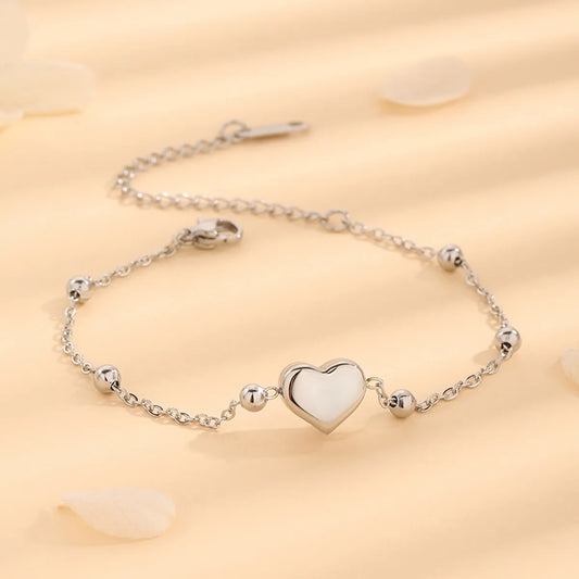 Casual Elegant Simple Style Heart Shape Titanium Steel Plating 18k Gold Plated Bracelets