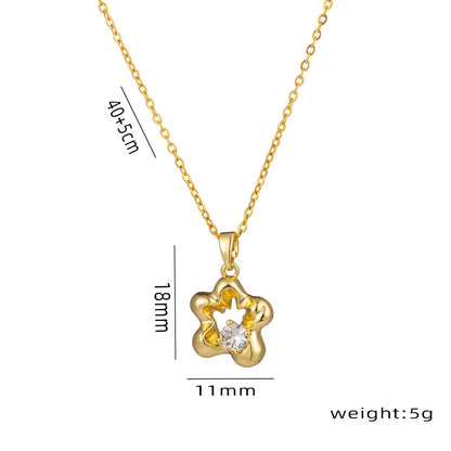 Wholesale Casual Elegant Simple Style Pentagram Stainless Steel Plating 18k Gold Plated Pendant Necklace