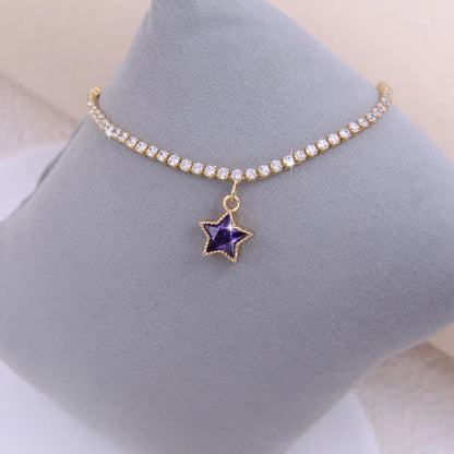 Wholesale Casual Elegant Sweet Star Copper Inlay 18K Gold Plated Zircon Bracelets