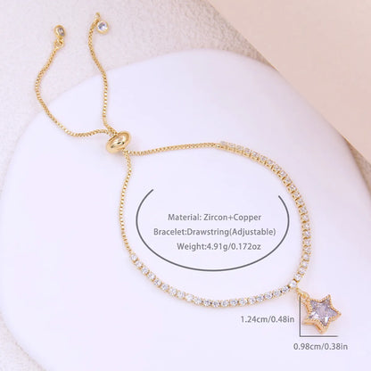 Wholesale Casual Elegant Sweet Star Copper Inlay 18K Gold Plated Zircon Bracelets