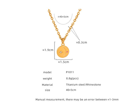 Wholesale Casual Glam Simple Style Star Moon Titanium Steel Plating Inlay 18k Gold Plated Rhinestones Pendant Necklace