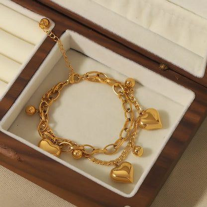 Casual Hip-hop Modern Style Round Heart Shape Stainless Steel Plating 18k Gold Plated Bracelets