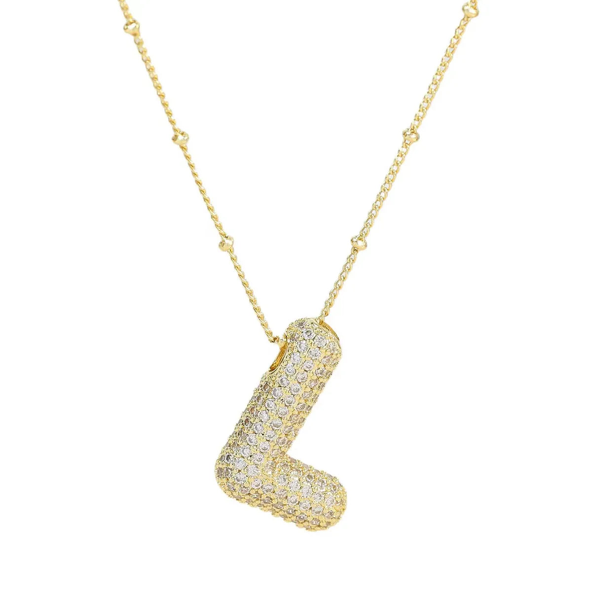 Wholesale Casual Hip-Hop Rock Letter 304 Stainless Steel Copper Inlay 18K Gold Plated Zircon Pendant Necklace